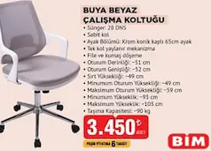 BUYA BEYAZ ÇALIŞMA KOLTUĞU